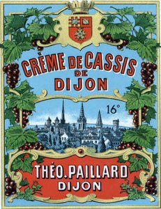 Dijon solbærcreme etiket. af School French
