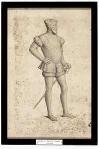 Henri II, konge af Frankrig (blyant og akvarel på papir) af School French