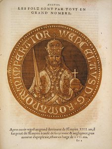 Den hellige romerske kejser Wenceslaus af Bøhmen (farve litho) af School French