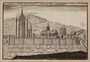 Templet i Paris, tidligere bygning af tempelriddere (gravering) af School French