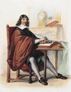 Rene Descartes (farvegravering) af School French