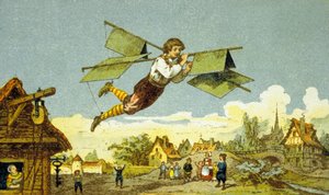 The Flight of Locksmith, Le Besnier (farve litho) af School French
