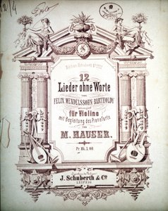 12 Lieder uden ord akkompagneret på klaver, af Felix Mendelssohn (litho) af School German
