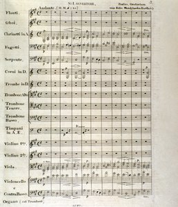 Første side af partitur af "Paulus", op. 36 af Felix Mendelssohn (litho) af School German