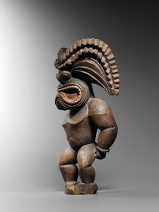 Hawaiisk figur, kona-stil, repræsenterende krigsguden, ku ka ’ili moku, ca. 1780-1820 (træ) af School Hawaiian