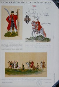 Ungarske soldater fra slutningen af det sekstende århundrede (farve litho)