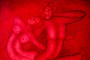 Akrylmaleri på lærred Fusion af School Indian