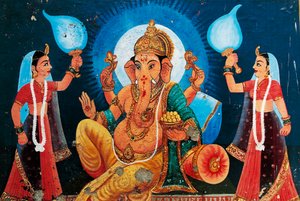 Afbildning af Ganesh, Benares, Indien af School Indian