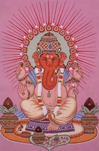 Lord Ganesh Ganpati Miniaturemaleri på papir af School Indian