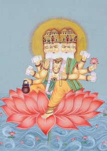 Miniaturemaleri af guden Brahma af School Indian