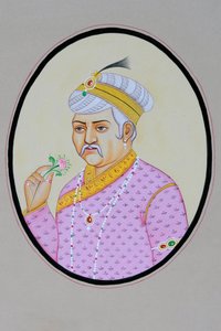 Miniaturemaleri af mogulkejseren Akbar af School Indian