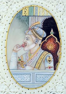 Miniaturemaleri af mogulkejser Aurangzeb af School Indian