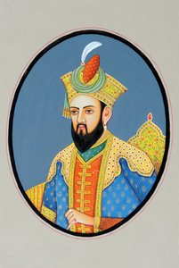 Miniaturemaleri af mogulkejseren Babur af School Indian