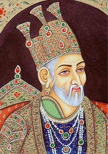 Miniaturemaleri af mogulkejser Bahadur Shah Zafar af School Indian