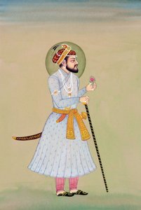Miniaturemaleri af mogulkejseren Shah Jahan af School Indian