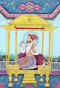 Miniaturemaleri af mogulkejseren Shah Jahan af School Indian