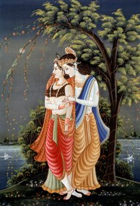 Miniaturemaleri af Radha Krishna, Indien
