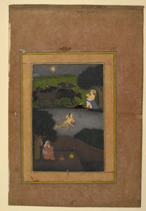 Miniaturemaleri af Suhni og Mehar (akvarel på papir) af School Indian
