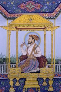 Mughal-kejser Shah Jahan - miniaturemaleri af School Indian