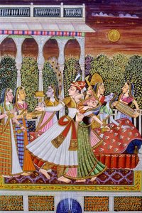 Mughal konge og dronning miniaturemaleri af School Indian