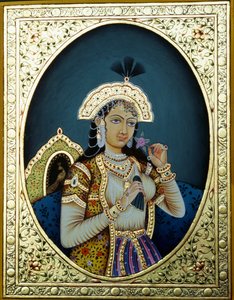 Mogulprinsesse Mumtaz Mahal Miniaturemaleri på papir af School Indian