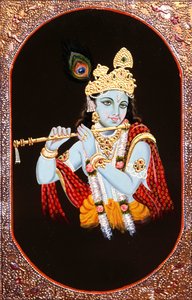 Maleri af Gud Krishna, Indien af School Indian