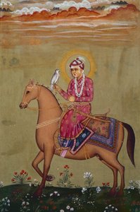 Portræt af kejser Jahangir (1569-1627) (gouache på papir) af School Indian