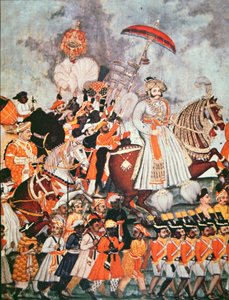 Den Store Akbar (farve litho) af School Indian