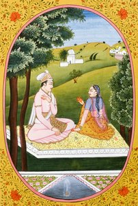 Årskalenderbillede og maleri til en hinduistisk måned Ash Ad, Indien af School Indian