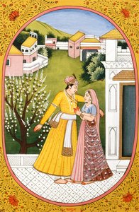 Årskalenderbillede og maleri til en hinduistisk måned Fagun, Indien af School Indian