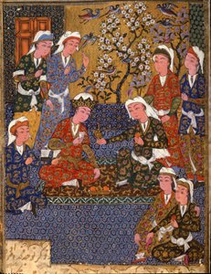 Islamisk kunst: "The Court of a King"" Første folio af et safavidisk manuskript (1502-1722) (Iran) 1650 Cairo, Museum of Islamic Art