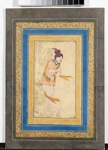Portræt af en iransk mester dervish - Malet miniature, akvarel, gouache og guld på pap (14,8x7,9 cm), begyndelsen af ​​det 17. århundrede - State Hermitage, Sankt Petersborg (Rusland) af School Iranian