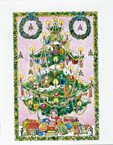 Juletræ (farve litho) af School Italian