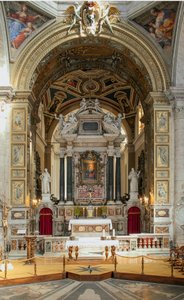Indvendig udsigt af basilikaen Santa Maria del Popolo (indvendig udsigt af Santa Maria del Popolo kirke) 15. til 17. århundrede Rom Italien af School Italian