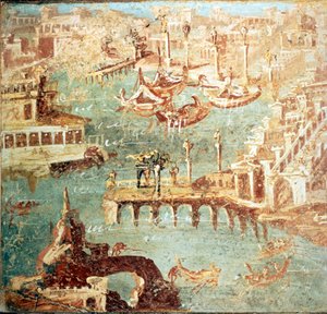 Port of Pozzuoli (Pozzuoli) nær Napoli.Museo Nazionale de Naples af School Italian