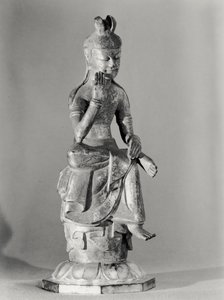 Bodhisattva siddende i en meditativ stilling, ca. 645-794 (forgyldt bronze) (s/h foto) af Japanese School