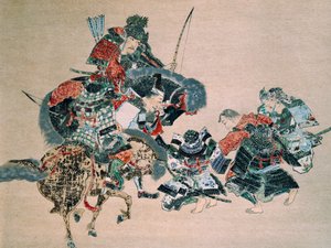 Kamp med mongoler (akvarel på papir) af School Japanese