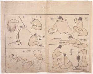 Hokusai Figur (Color Woodcut) af School Japanese