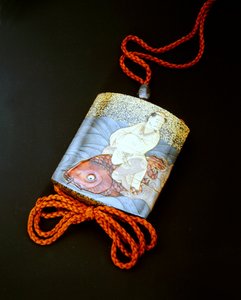 Inro, Edo Periode, slutningen af det 18. - begyndelsen af det 19. århundrede (lak med guld og skildpadde) af Japanese School