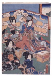 Luksuriøs interiørscene (Trip) (farvetræsnit) af School Japanese