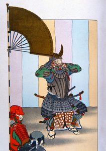 Samurai fra det gamle Japan: Tokugawa Ieyasu efter slaget ved Sekigahara i 1600 (farve litho)
