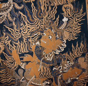 Javanesisk batik med et monster af School Javanese