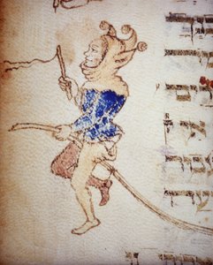 En hofnarr. jødisk manuskript fra det 13. århundrede. Biblioteca Palatina, Parma.