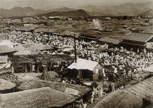 Udsigt over markedspladsen i Daegu, Korea af School Korean