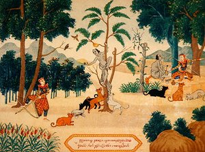 Illustrationer af buddhistiske historier, ca. 1920 (farve litho)