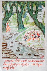 Mahajanaka Jataka. (stik, ca. 1910) af School Laotian