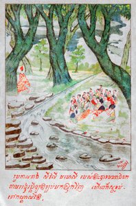 Mahajanaka Jataka. ca. 1910 (illustration) af School Laotian
