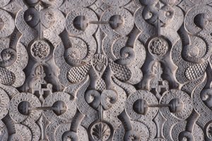 Detalje af en mur, bygget af saadierne i 1565 (stuk)