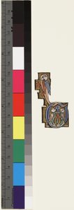 Bogstav D, fra et salmedigt timetal, ca.1270 (guld og tempera på pergament) af School Mosan