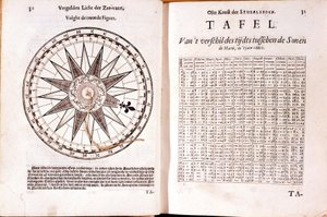 Hollandsk navigationstraktat fra det 16. århundrede. Til højre, tidevandstimer. af School Netherlandish
